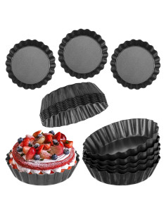 16 Moldes para Tartas Mini HOFURME 3 Pulgadas Antiadherente