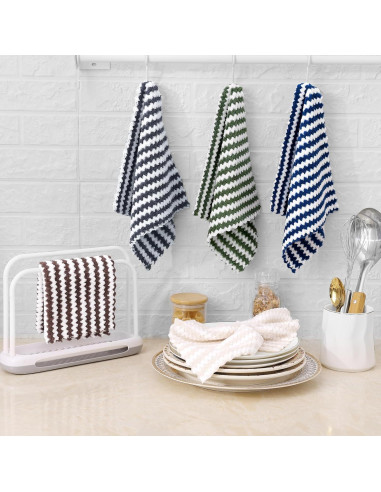 Homaxy Paquete de 12 Paños de Cocina Microfibra 25x25cm Gris