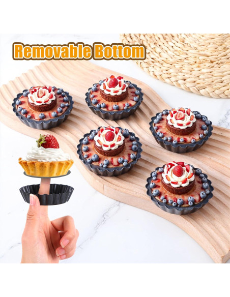 16 Moldes para Tartas Mini HOFURME 3 Pulgadas Antiadherente