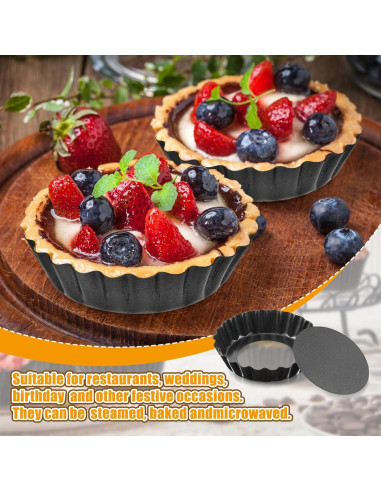 16 Moldes para Tartas Mini HOFURME 3 Pulgadas Antiadherente