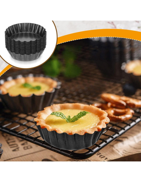 16 Moldes para Tartas Mini HOFURME 3 Pulgadas Antiadherente