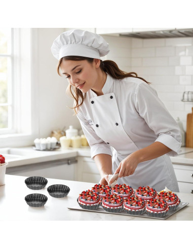 16 Moldes para Tartas Mini HOFURME 3 Pulgadas Antiadherente