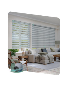 Persianas Zebra Motorizadas Yoolax 276x300 cm Gris 80% Sombreado