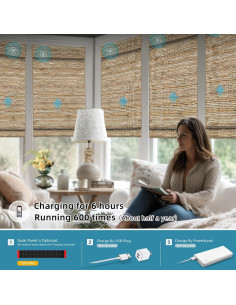 Persiana Motorizada SmartWings de Madera Tejida Natural 12.7x25.4cm 2