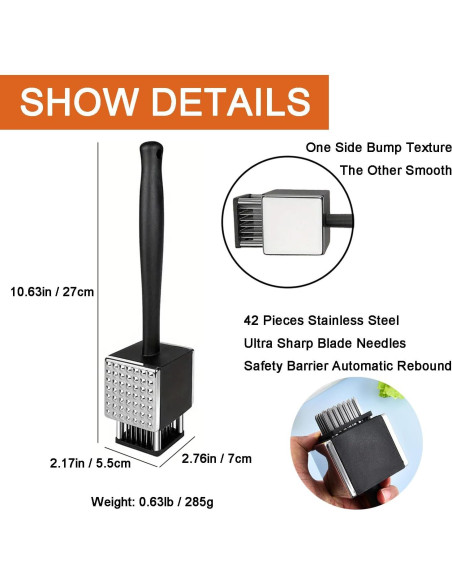 Ablandador de Carne 2 en 1 EASYLEE con Agujas de Acero Inoxidable