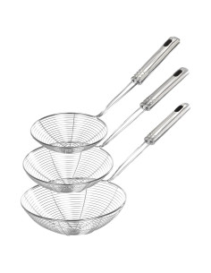 Juego de 3 Cucharones Coladores de Araña Fancymay Acero Inoxidable