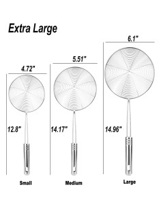 Juego de 3 Cucharones Coladores de Araña Fancymay Acero Inoxidable 2