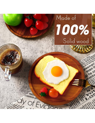 Juego de 12 Platos Redondos de Madera Acacia Rtteri 20 cm