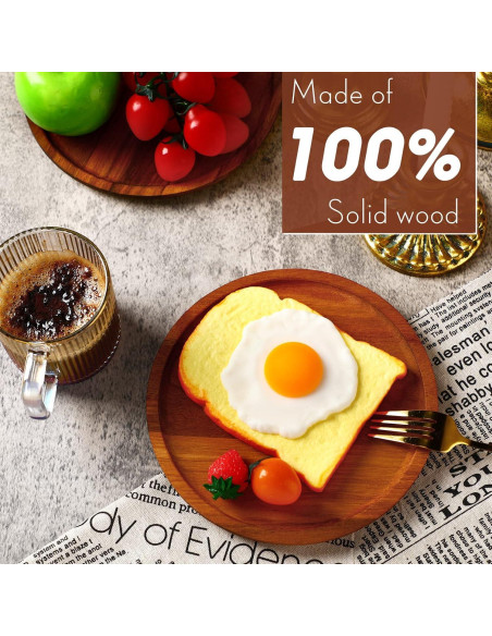 Juego de 12 Platos Redondos de Madera Acacia Rtteri 20 cm