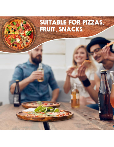 Juego de 12 Platos Redondos de Madera Acacia Rtteri 20 cm