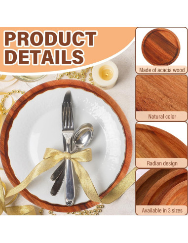Juego de 15 Platos Redondos de Madera Acacia Roshtia