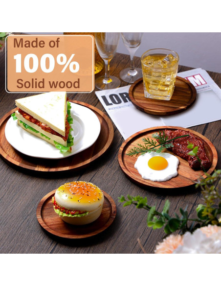 Juego de 15 Platos Redondos de Madera Acacia Roshtia