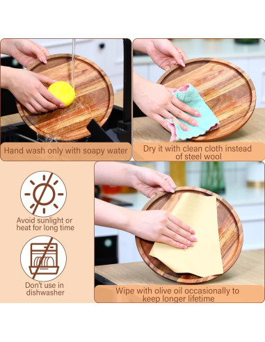 Juego de 15 Platos Redondos de Madera Acacia Roshtia