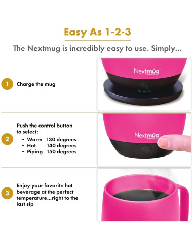 Nextmug Taza Autocalentable 396ml Rosa Verdadero