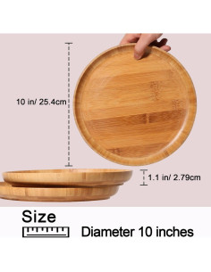 Juego de Platos de Cena de Bambú ZTHapwa 2 Piezas 25,4 cm 2