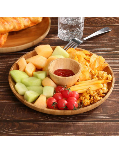 Juego de Platos de Cena de Bambú ZTHapwa 2 Piezas 25,4 cm