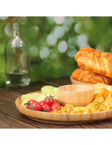 Juego de Platos de Cena de Bambú ZTHapwa 2 Piezas 25,4 cm