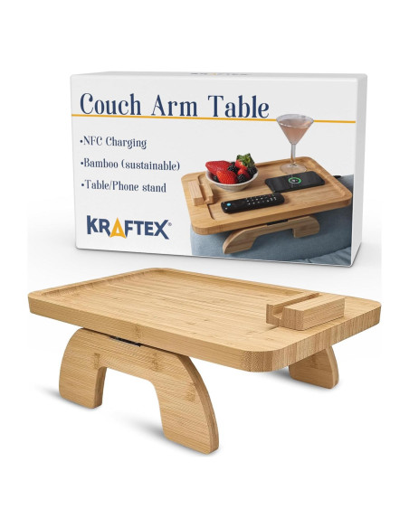 Mesa de brazo de sofá Kraftex con cargador NFC 38.5x25 cm