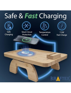 Mesa de brazo de sofá Kraftex con cargador NFC 38.5x25 cm 2