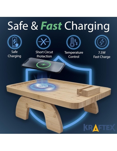 Mesa de brazo de sofá Kraftex con cargador NFC 38.5x25 cm