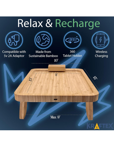 Mesa de brazo de sofá Kraftex con cargador NFC 38.5x25 cm