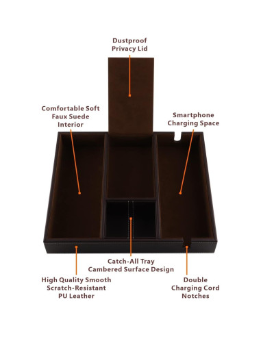 Bandeja de Cuero Organizador de Escritorio Plenty Marrón