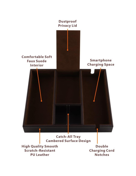 Bandeja de Cuero Organizador de Escritorio Plenty Marrón