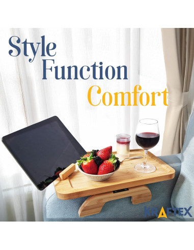 Mesa de brazo de sofá Kraftex con cargador NFC 38.5x25 cm