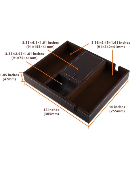 Bandeja de Cuero Organizador de Escritorio Plenty Marrón