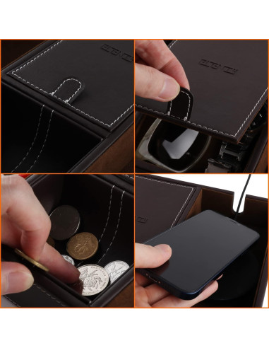 Bandeja de Cuero Organizador de Escritorio Plenty Marrón