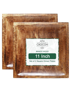 Juego de 2 Platos Cuadrados de Madera Crocon 27,94 cm