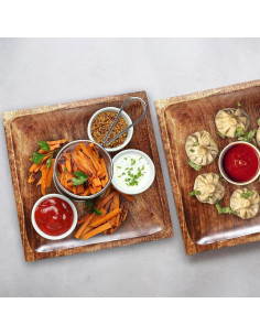 Juego de 2 Platos Cuadrados de Madera Crocon 27,94 cm 2