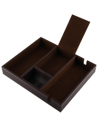 Bandeja de Cuero Organizador de Escritorio Plenty Marrón