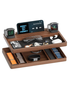 Organizador de Reloj de Madera Nuez para Apple Watch 2 Niveles
