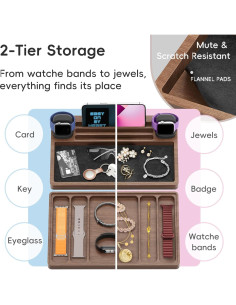 Organizador de Reloj de Madera Nuez para Apple Watch 2 Niveles 2