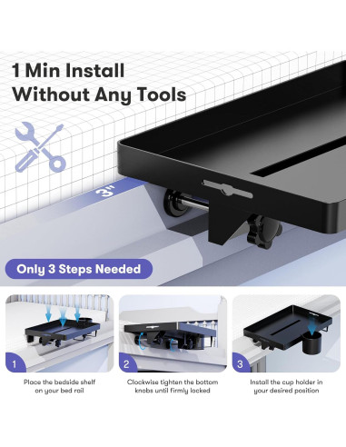 Estante de Cama AUZONIMICS HDTP01-BK Negro 15x10 cm