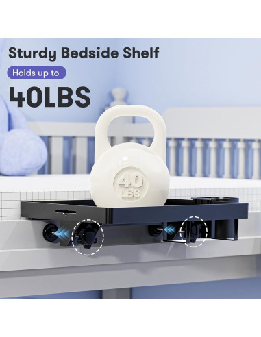 Estante de Cama AUZONIMICS HDTP01-BK Negro 15x10 cm