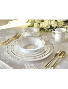 60 Platos Cargadores Desechables OCCASIONS 30 cm Blanco Dorado 2