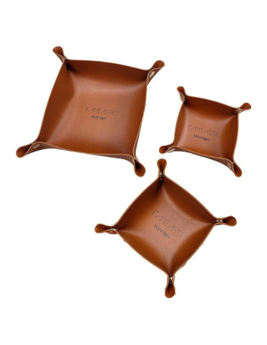 3 Piezas Bandeja de Cuero PU Garajonay Organizador Marrón