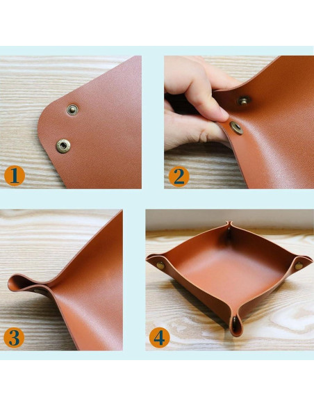 3 Piezas Bandeja de Cuero PU Garajonay Organizador Marrón