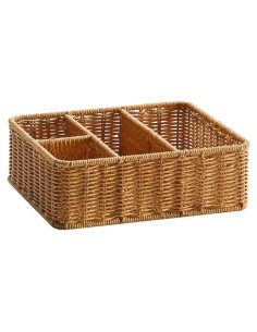 Cesta de Almacenamiento Tejida Luxshiny Rectangular 4 Compartimentos