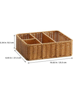 Cesta de Almacenamiento Tejida Luxshiny Rectangular 4 Compartimentos 2