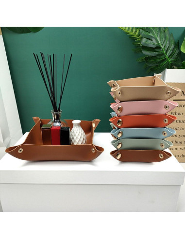 3 Piezas Bandeja de Cuero PU Garajonay Organizador Marrón