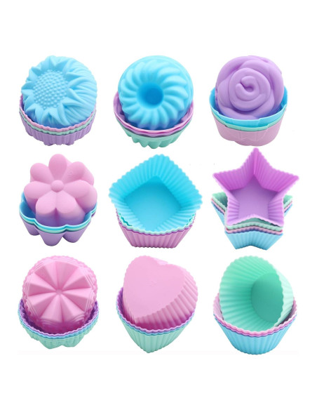 Set 36 Moldes Silicona Reutilizables Para Muffins y Cupcakes
