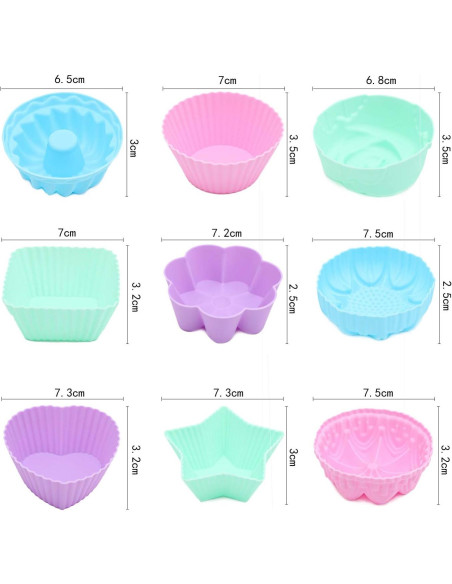 Set 36 Moldes Silicona Reutilizables Para Muffins y Cupcakes