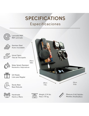 Organizador de Escritorio Namore MDF Negro 25x20x29 cm