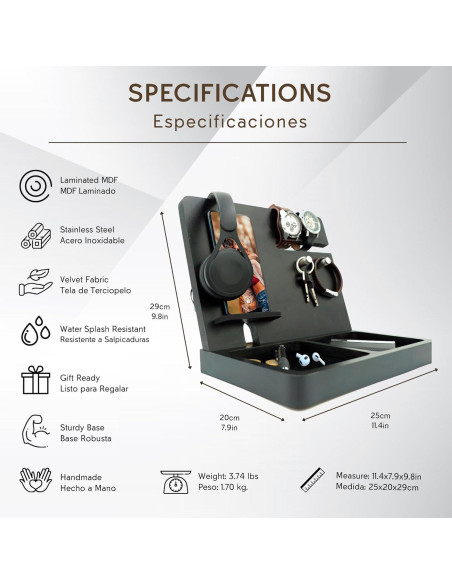 Organizador de Escritorio Namore MDF Negro 25x20x29 cm