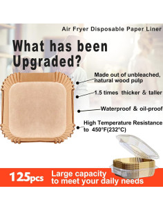 Forros desechables para freidora de aire LHSHAD 125 piezas 22.86 cm 2