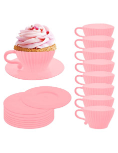 Moldes de Cupcake de Silicona Qancesd 16 Pcs Rosa