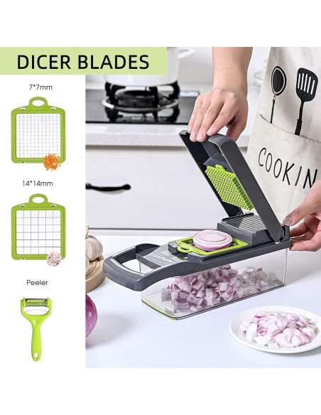 Picador de Verduras Multifuncional LSLCQW 16 en 1 Gris